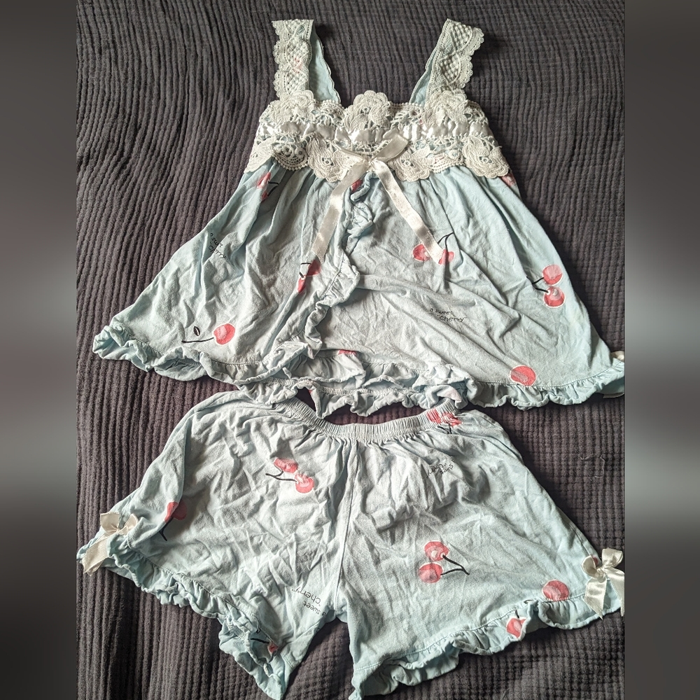 100% Cotton Blue Cherry pajamas set